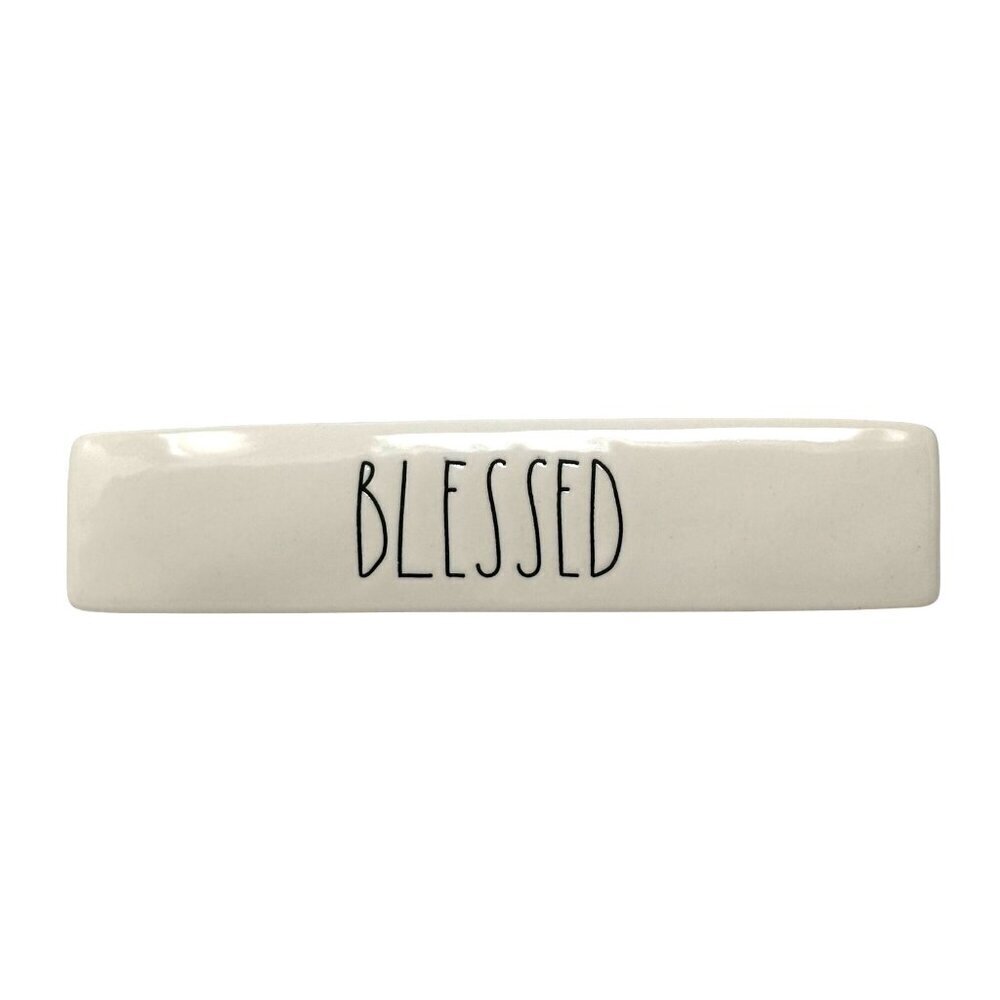 Rae Dunn BLESSED Ceramic Desk Nameplate Sign Paperweight Office Decor Gift